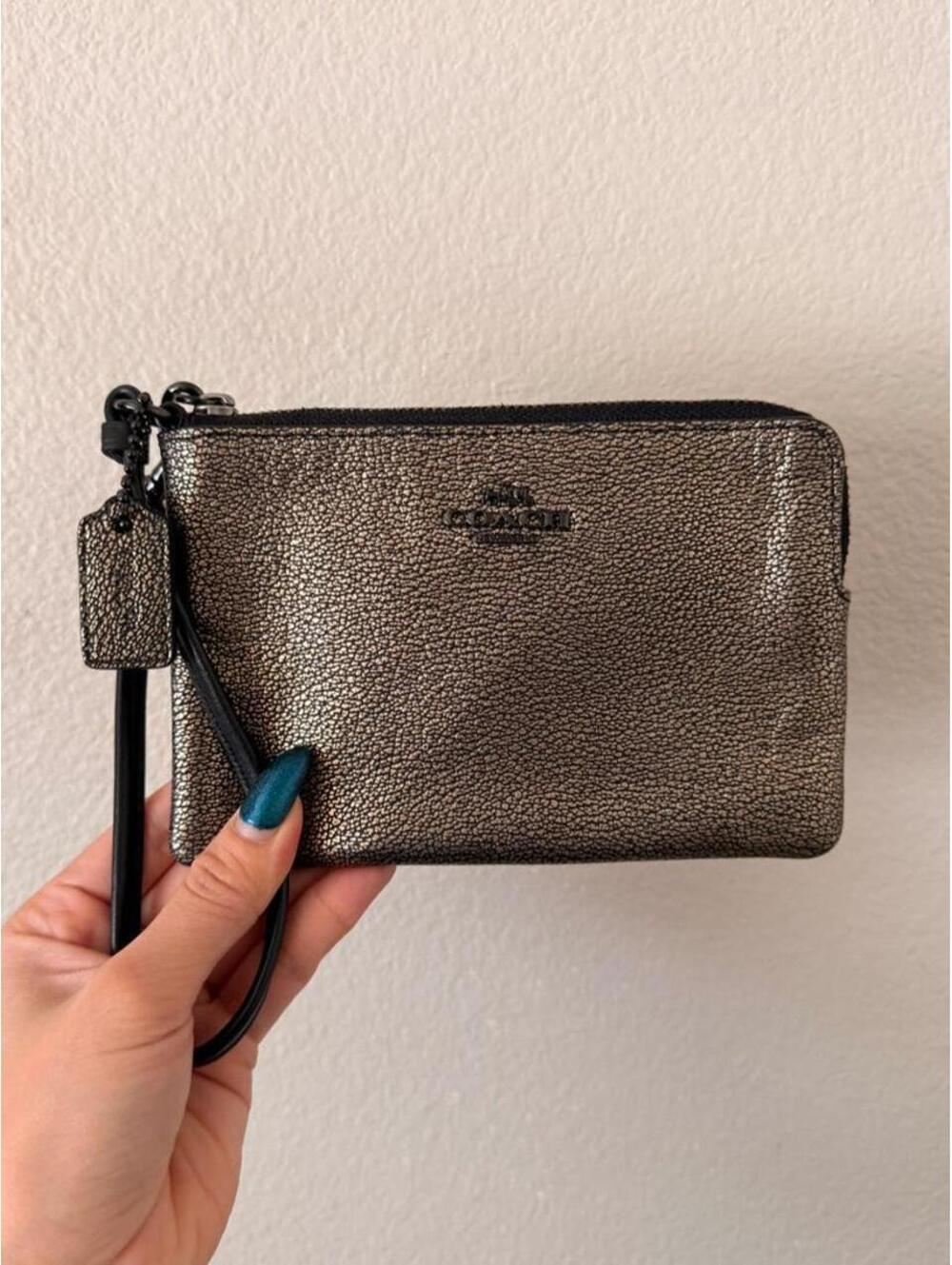 Metallic Bronze Coach Wristlet